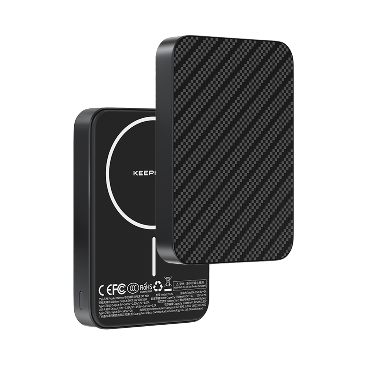 Keephone PB51 Brendy Kevlar 10.000 mAh 22.5W USB 20W Type-C ve 15W Kablosuz Şarj Destekli Magsafe Powerbank